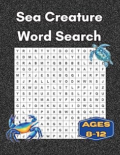 Sea Creatures Word Search: 100 Fun Puzzles for Ages 8–12 cover